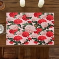 thumbnail image 2 of Valentine''s Day Placemats Set of 4, Rose Flower Placemat for Dining Table Decorations, Cotton Linen Vintage Style Red Pink Place Mats, Valentines Table Mats for Kitchen Dinner Holiday Party Decor, 2 of 6