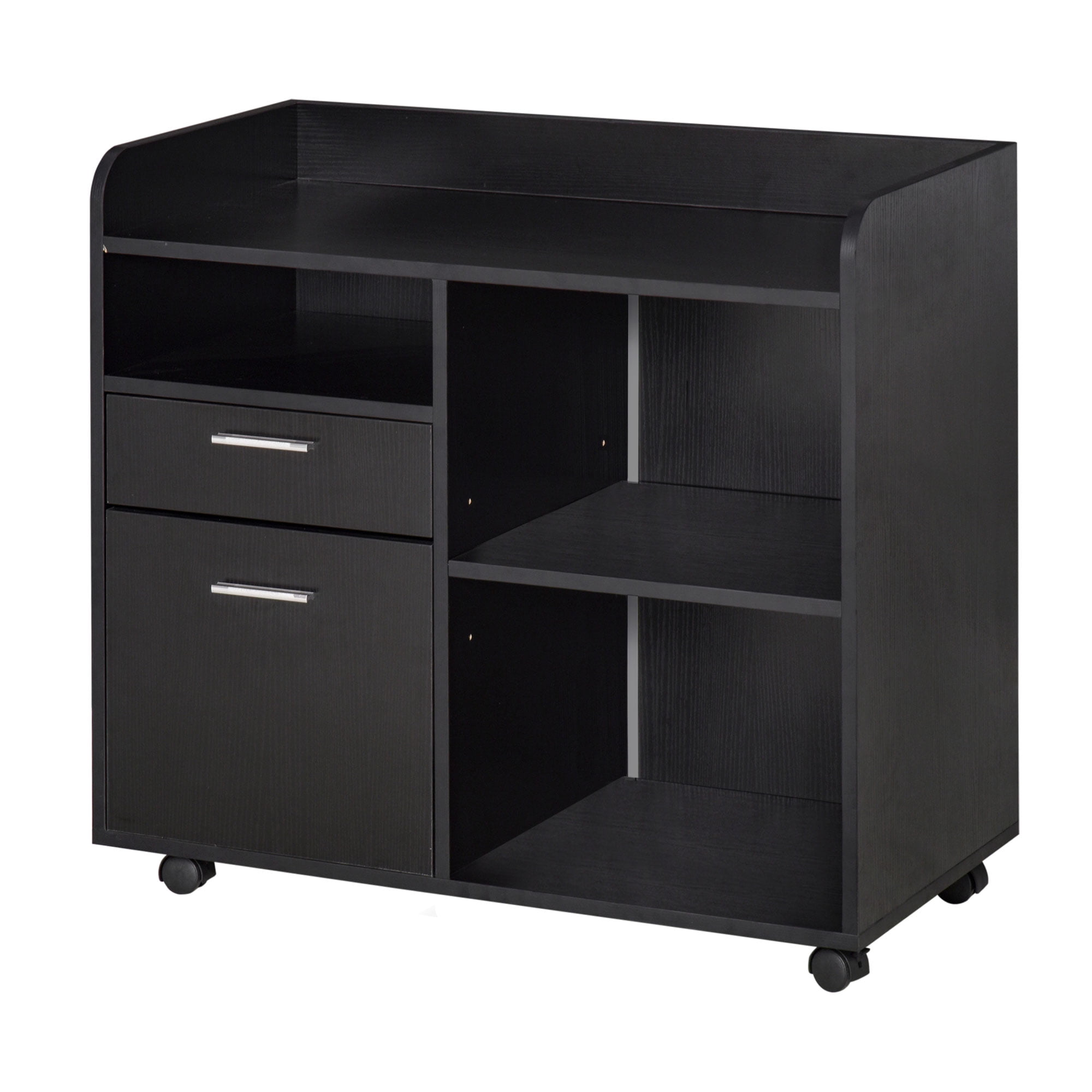 VECELO File Cabinet with Open Storage Shelf, Rolling Printer Stand wit