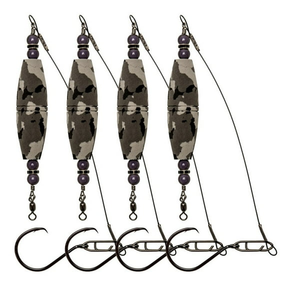 4pc 3/2.5 inch Float Rig Fishing Bobbers with Barbed Hook Soft Steel Leader Wire