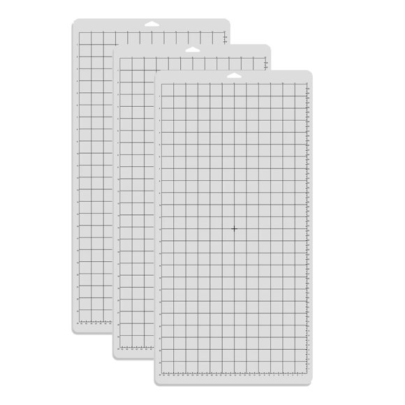 3-Pack Clear Adhesive Cutting Mats for Electronic Cutters - 25.6x12.8 Inch PVC Non-Porous Pads with Grid Lines, Compatible with Silhouette Cameo, Cricut Explore & Cutting Plotters - Protects Desktop