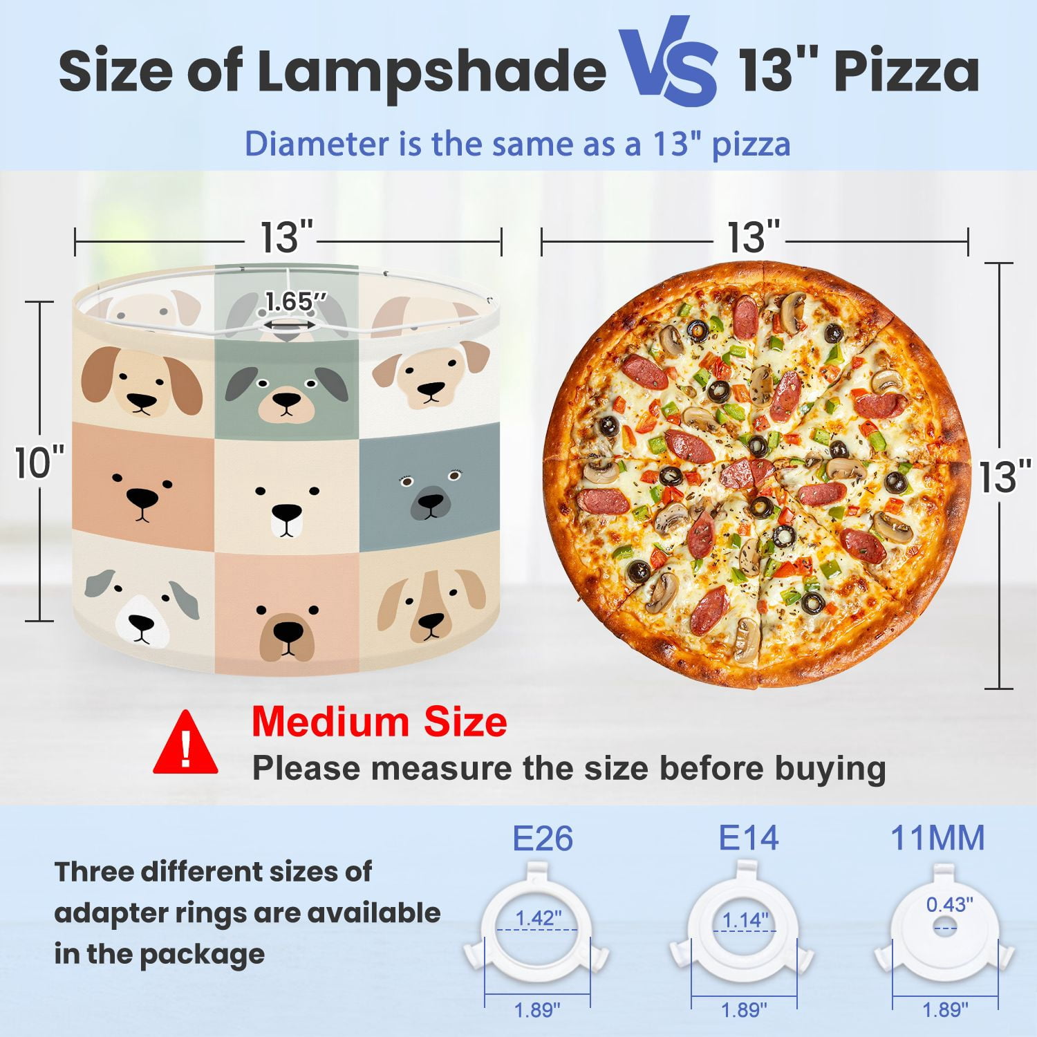 Boho Linen Drum Lampshades Cute dogs for kids baby animals nursery 13"x13"x10" Light Shade for Table Lamps Floor Lamp Shades Lampshade Replacement Assembly Required
