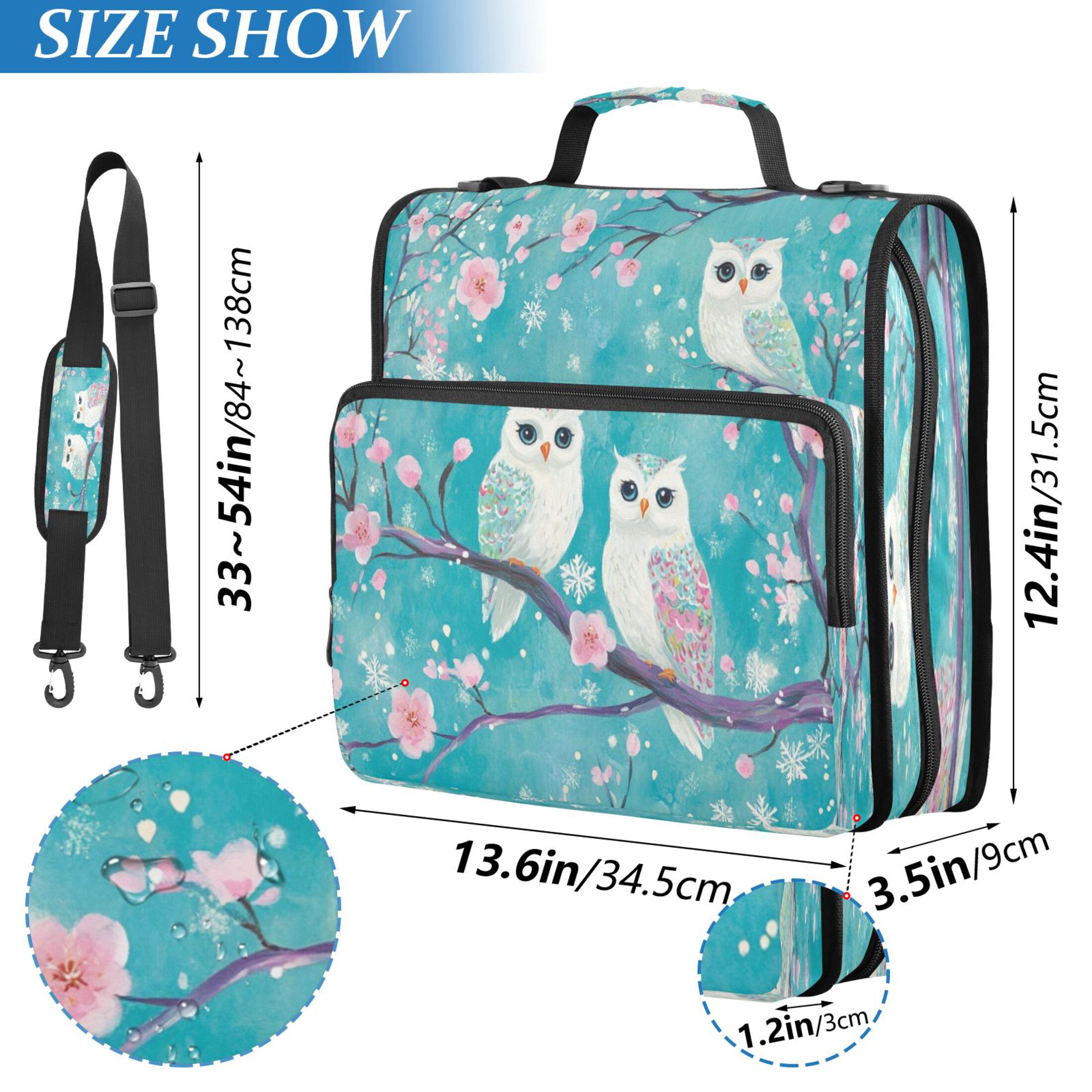 YAZAOO Zipper Binder trapper keeper Documents Organized Design Whimsical Owls in Spring Printed