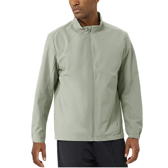 Zpanxa Men's Water Repellent Outdoor Jacket Lightweight Windproof with Secure Zipper Pockets for Hiking Running Climbing and All-Weather Protection Army Green L