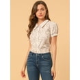 thumbnail image 2 of DARING DIVA Women's Turndown Collar Button Down Floral Blouse XS White, 2 of 6