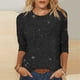 thumbnail image 1 of Tejiojio Women's Sequin Top Round Neck 3/4 Sleeves Sparkly Casual Party Blouse S-2XL, 1 of 5