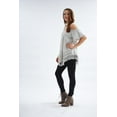 thumbnail image 2 of Women's Summer T-shirts cold shoulder Short Sleeve Round Neck Asymmetric Hem Fringe with embroidery Shirt Tunic Tops by 1826, 2 of 4