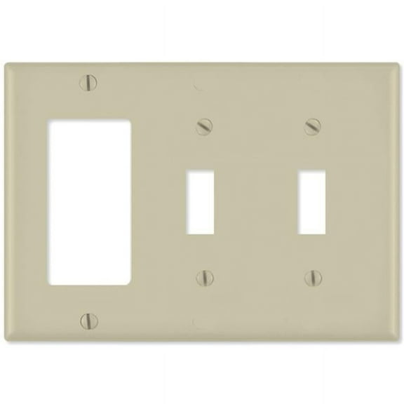 LV80421x-LV80421I Combination Wallplate, 1 Decora and 2 Toggle, Ivory