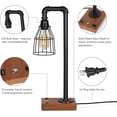 thumbnail image 3 of Industrial Table Lamp with Usb Interface Dimmable Bedside Lantern Shade with Touch Control Ac Socket Table Lamp Black Metal Bedside Lamp, Bedroom, Living Room, 3 of 3