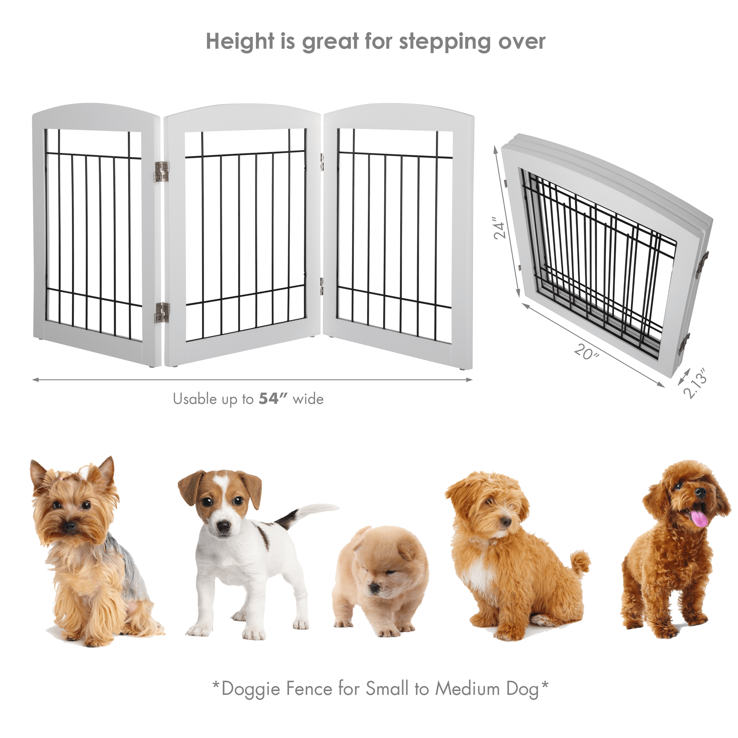 STAROUS White Foldable Pet Gate,Secure Indoor Barrier, Ideal for Doorways, Stairs, and Wide Openings - 60" Wide, 24" Height, 3 Panels