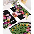 thumbnail image 5 of Easter Placemats Set of 4, Tulip Black Backdrop Placemat for Dining Table Decorations, Spring Flower Floral Place Mats, Spring Table Mats for Kitchen Dinner Seasonal Holiday Party Decor, 5 of 5
