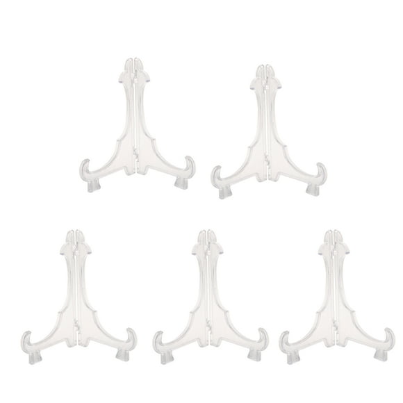 5pcs Placa De Plástico Plegable Pantalla Caballete Soporte Foto Titular Estante Claro 10 Cm Sunnimix Soporte de exhibición plegable