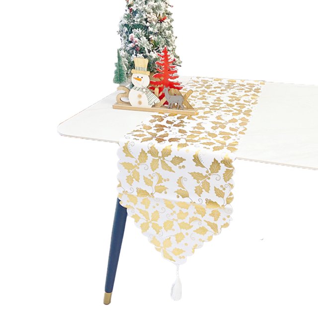 Caminos de mesa con patrón de impresión bronceada con borlas para decoración de boda, fiesta de Navidad, 33x180cm