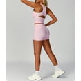thumbnail image 3 of PISONIC Women Two Piece Workout Sets Color Block Backless Tank Top and High Waist Booty Lifting Shorts Gym Yoga Active Outfits, 3 of 6