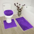 thumbnail image 1 of Juego de 3 alfombrillas de baño con franjas moradas n.° 6, tapete de baño, tapete de contorno, cubierta de tapa, colores lisos, 1 of 2
