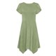 thumbnail image 5 of Mujeres Manga Corta Tops Estilo Casual Cuello Redondo Sólido Irregular Doblado Vestido, Vestido de Manga Corta para las Mujeres Falda Primavera Verano Diario, 5 of 6