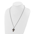 thumbnail image 3 of Chisel Stainless Steel Polished with 14K Gold Accent and 2pt. Diamond with Black Enamel Cross Pendant on 24 inch Curb Chain Necklace, 3 of 5