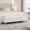 Ivory + Teddy, variant on FENGFAN 63.4 Inch Ivory Wave Tufted Flip Top Storage Bench, Teddy Fabric With Armrest & Rubberwood Legs, 1 Pack