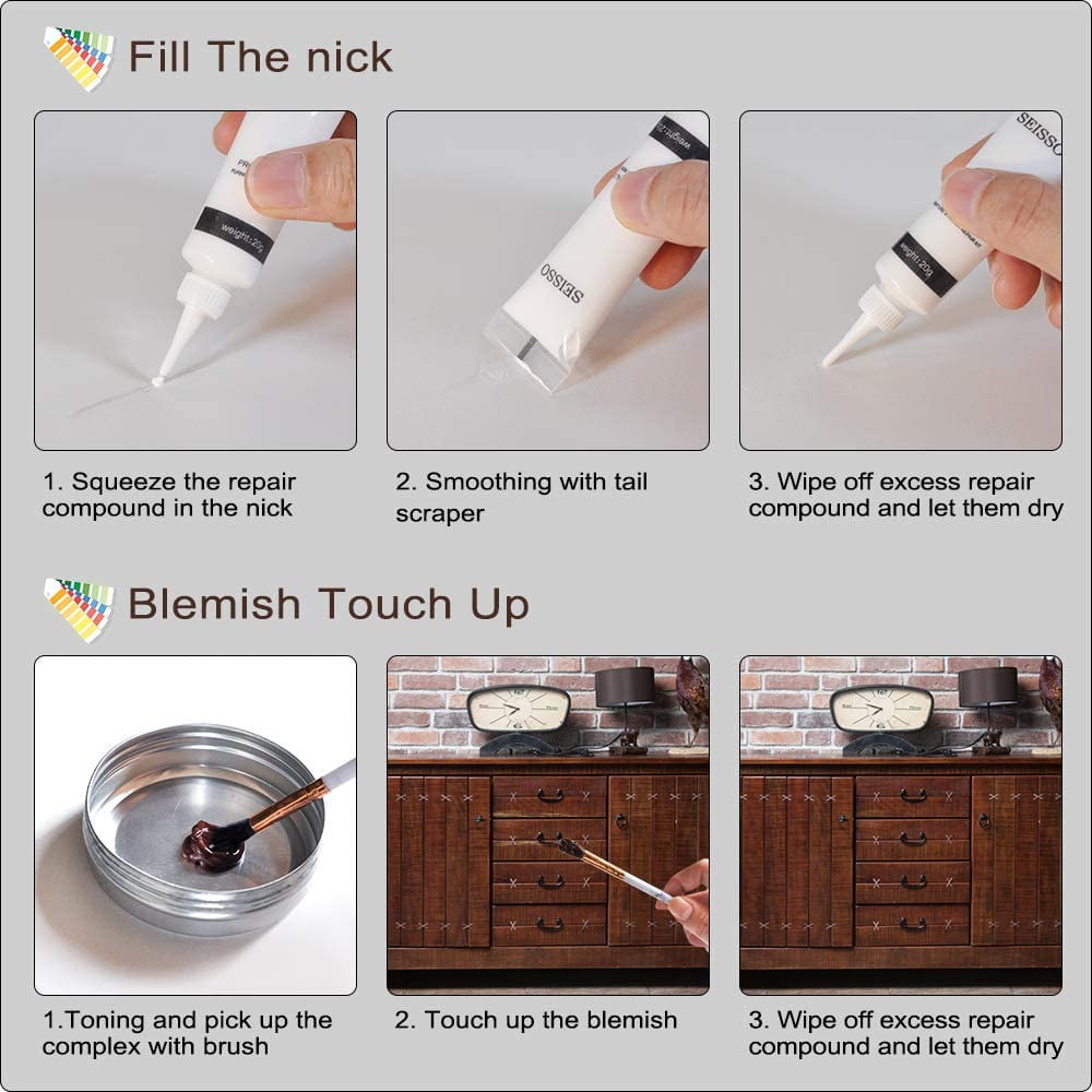 1set 10pcs Wood Furniture Repair Kit Table Door Cabinet Surface Scratch  Fast Coverage Fill Restore Floor Touch Up Crevice Remover DIY Paint Fix Set