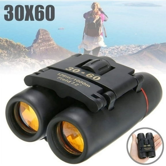 30x60 Portable Mini Binoculars, Wide View Angle Folding Binoculars Telescope with Low Light Night Vision for Outdoor Bird Watching Camping Hiking Traveling