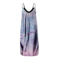thumbnail image 2 of Robe Longue d'Été pour Femme à Col Rond, Imprimée, Sans Manches, Grande Taille, à Enfiler, à Bretelles Spaghetti, Longue Robe Maxi avec Poches, 2 of 4