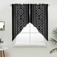 thumbnail image 5 of Black Boho Geometric Kitchen Window Curtains, Swag Curtains Valance for Bedroom Living Room Bathroom, Vintage Southwestern Stripes Rod Pocket Window Treatment Curtain Block Drapes 2 Panels 28"x36", 5 of 9