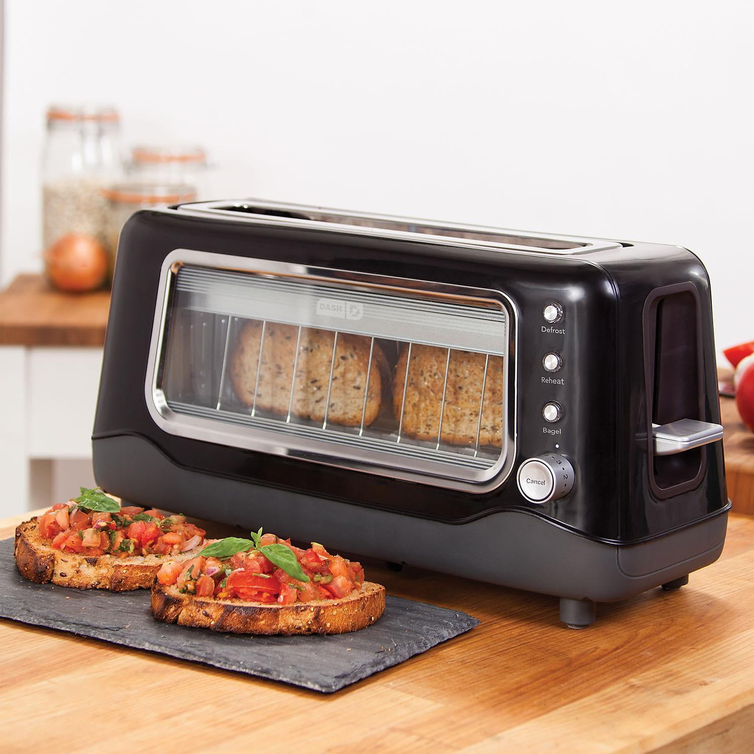  DASH Clear View Toaster: Extra Wide Slot Toaster with See  Through Window - Defrost, Reheat + Auto Shut Off Feature for Bagels,  Specialty Breads & other Baked Goods - Black: Home