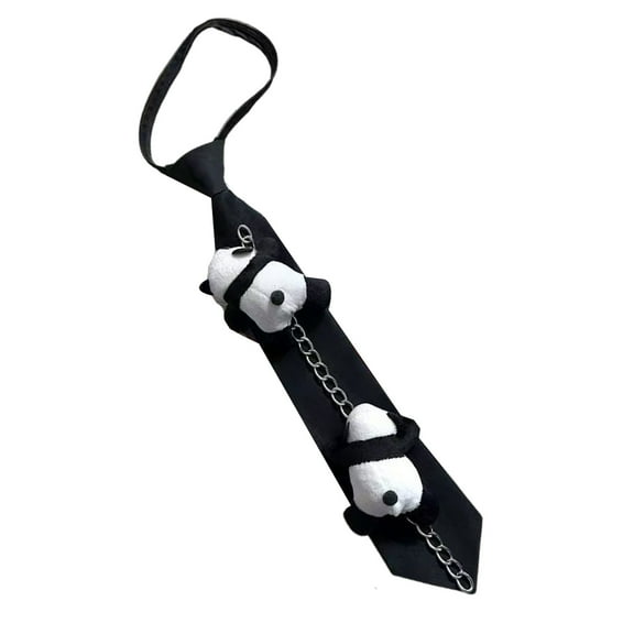 COOLHOOD Adjustable Zipper Neckties Panda Playfulness Casual Styles Tie Unisex Necktie for Men and Boys With Easy Clip