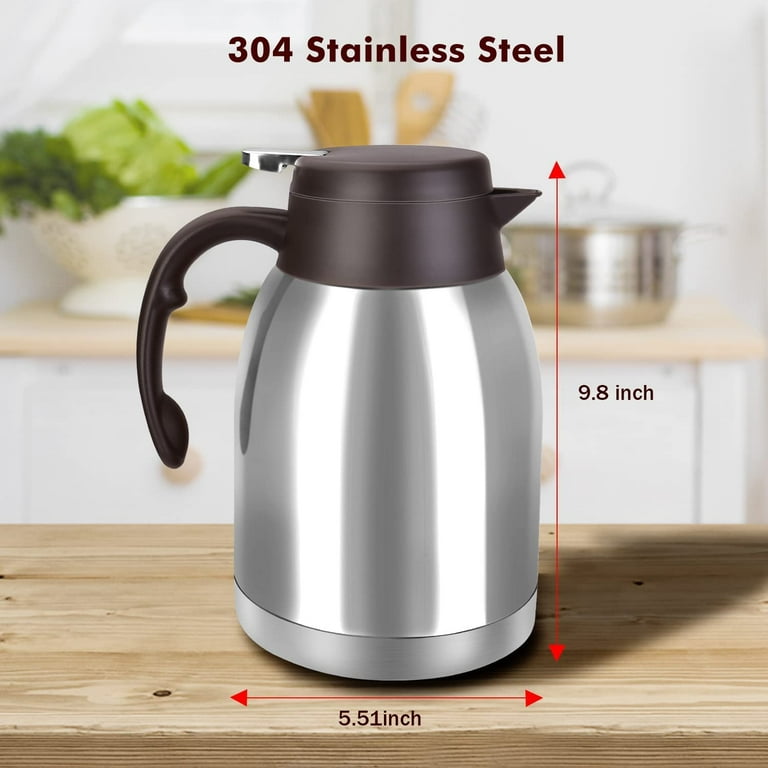 SSAWCasa Thermal Coffee Carafe, 68oz, Stainless Steel, Double Wall