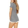 thumbnail image 3 of Fancyglim Women's Summer T Shirts Short Sleeve Crew Neck Slim Fit Top(Grey M), 3 of 7