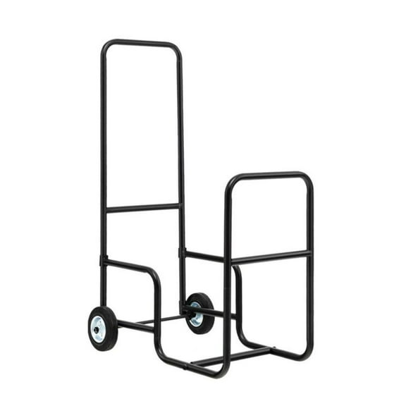 Firewood Log Cart Carrier - Heavy Duty Steel Wood Rack with Rubber Wheels, 110lbs Capacity - Indoor/Outdoor Use