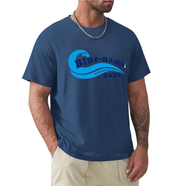 Camiseta de verano de marca para hombre camisa de cuello redondo color blanco azul nami grande y alto