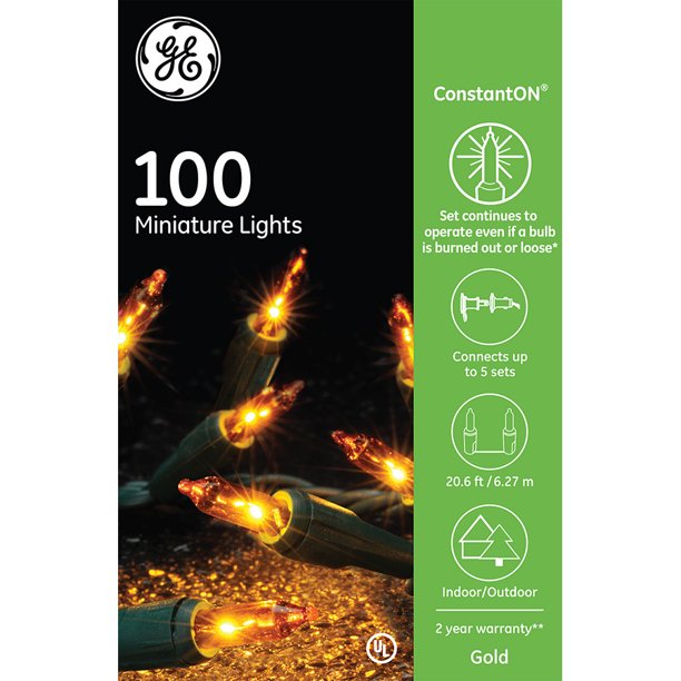 GE ON 100Count 20.6ft Gold Incandescent PlugIn Christmas String