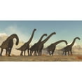 thumbnail image 2 of A Brachiosaurus dinosaur herd moving through a dry desert area. Poster Print by Corey Ford/Stocktrek Images, 2 of 2