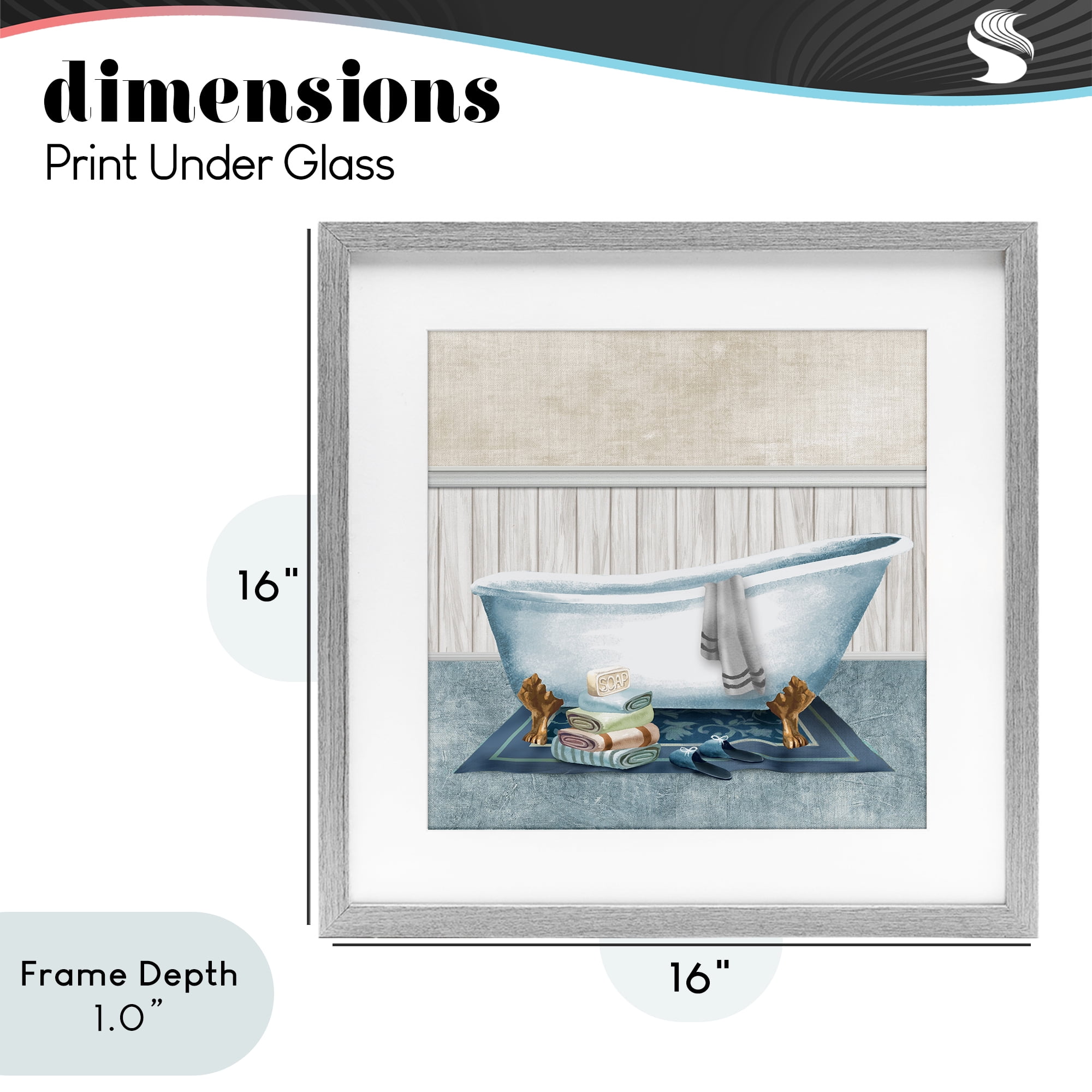 Stupell Industries Cozy Clawfoot Bathtub Spa Gray Framed Print Under Glass, design by Conrad Knutsen