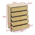 thumbnail image 2 of Vastcury Modern Wooden Dresser with 5 Rattan Drawers, Chest of Drawers with Spacious Storage for Bedroom, Living Room, Natural Wood, 2 of 10