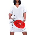 thumbnail image 1 of Vestido holgado con bolsillos y diseño de ojo rojo y flores abstractas para mujer, traje de verano., 1 of 7