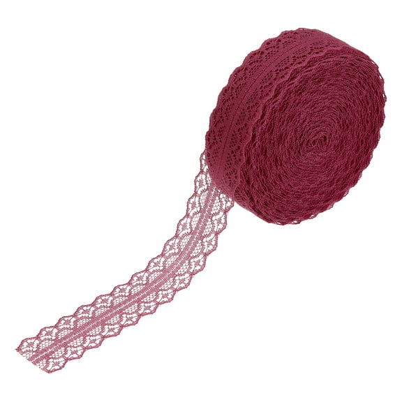 Uxcell 1.2 Inch Wide 25 Yard Lace Ribbon Floral Pattern Maroon Lace Trim Ribbon for Gift Wrapping Bouquets, Wedding Decor Sewing Making, and DIY Crafts