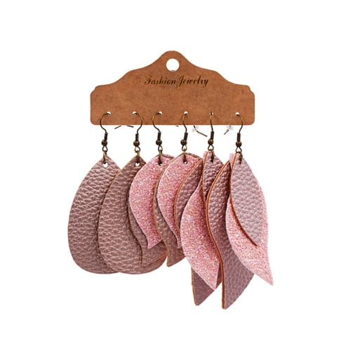 Genuine Leather Fringe Tassel Earrings For Women - Long Lightweight Dangle Feather Leaf Design