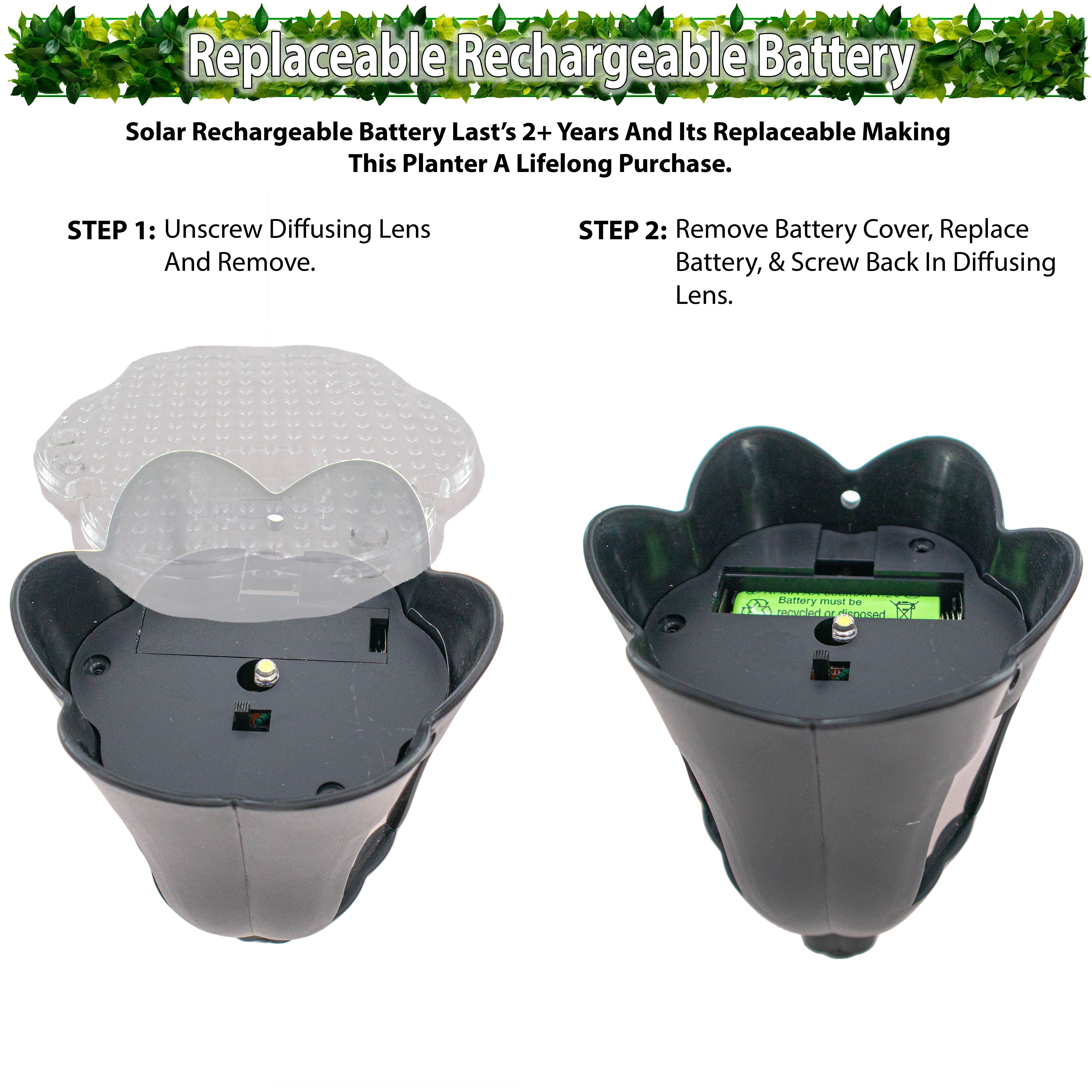Self-Watering Solar Hanging Planter with LED Light, Plastic Wicker Basket and Drainage Base for Patio