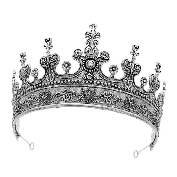 Elodie King Crown Headband Metal Party Costume Decorative Prince Round Crown for Viking Silver