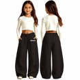 thumbnail image 2 of TGPMGRZ Girls Sweatpants Baggy Wide Leg Sweat Pants Open Bottom Barrel Pants for Back to School #01 Black 6-7 Years, 2 of 5