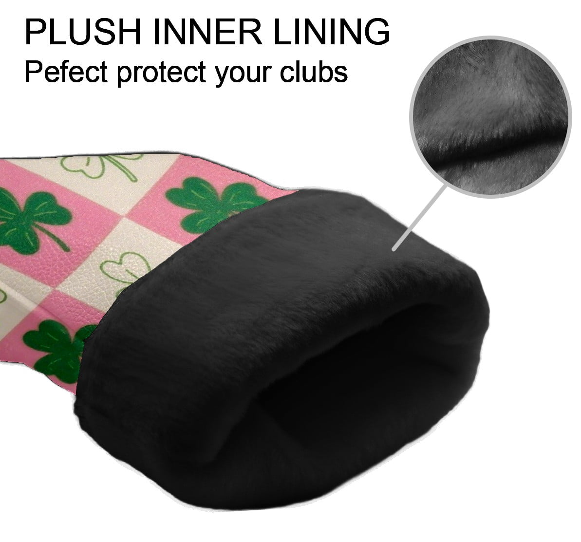 Golf Club Head Cover Waterproof Leather Golf Accessories HeadCovers Set Driver Headcover for Women Men Green White Clover Check