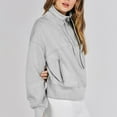thumbnail image 4 of Hfolob Women's Sweatshirt Womens Half Zip Loose Sweatshirt Quarter Zip Trendy Long Sleeve Cropped Pullover Tops With Thumb Hole Fashion Clothing, 4 of 6