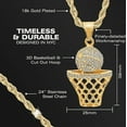 thumbnail image 3 of SteelTime Men's 18K Gold Plated Stainless Steel Basketball Hoop Chain Pendant Necklace, 3 of 9