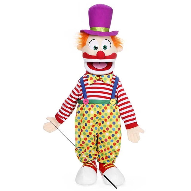 Marioneta estilo ventrílocuo de cuerpo completo con sombrero de payaso de 25 pulgadas