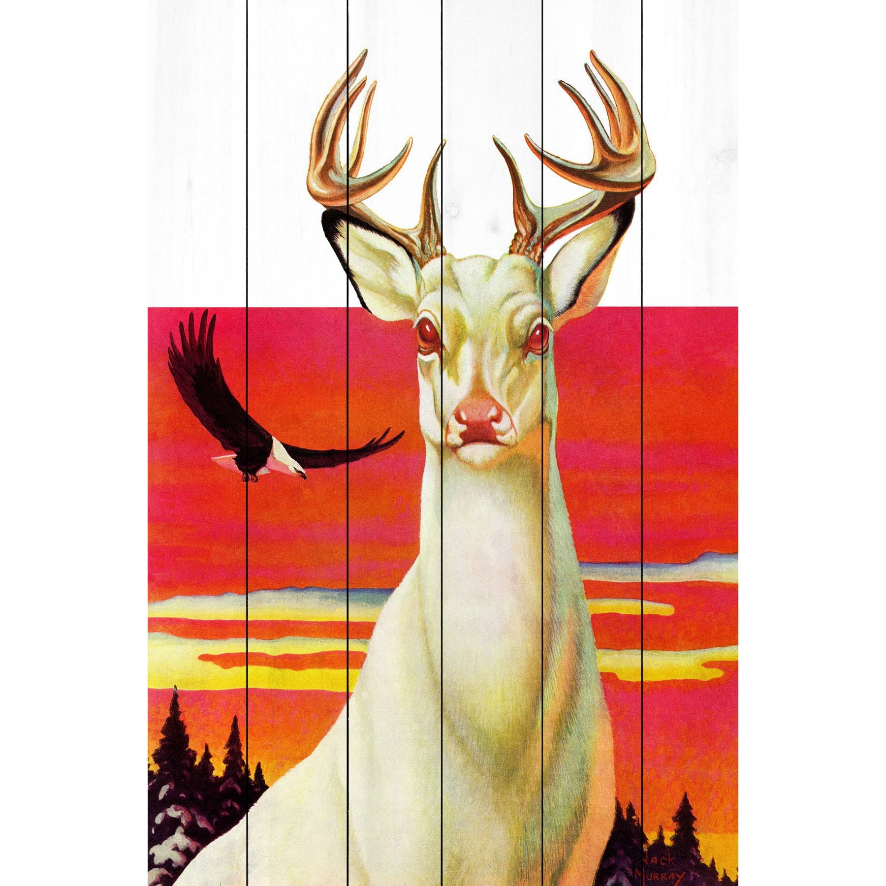 Marmont Hill "Albino Deer" Painting Print on White Wood