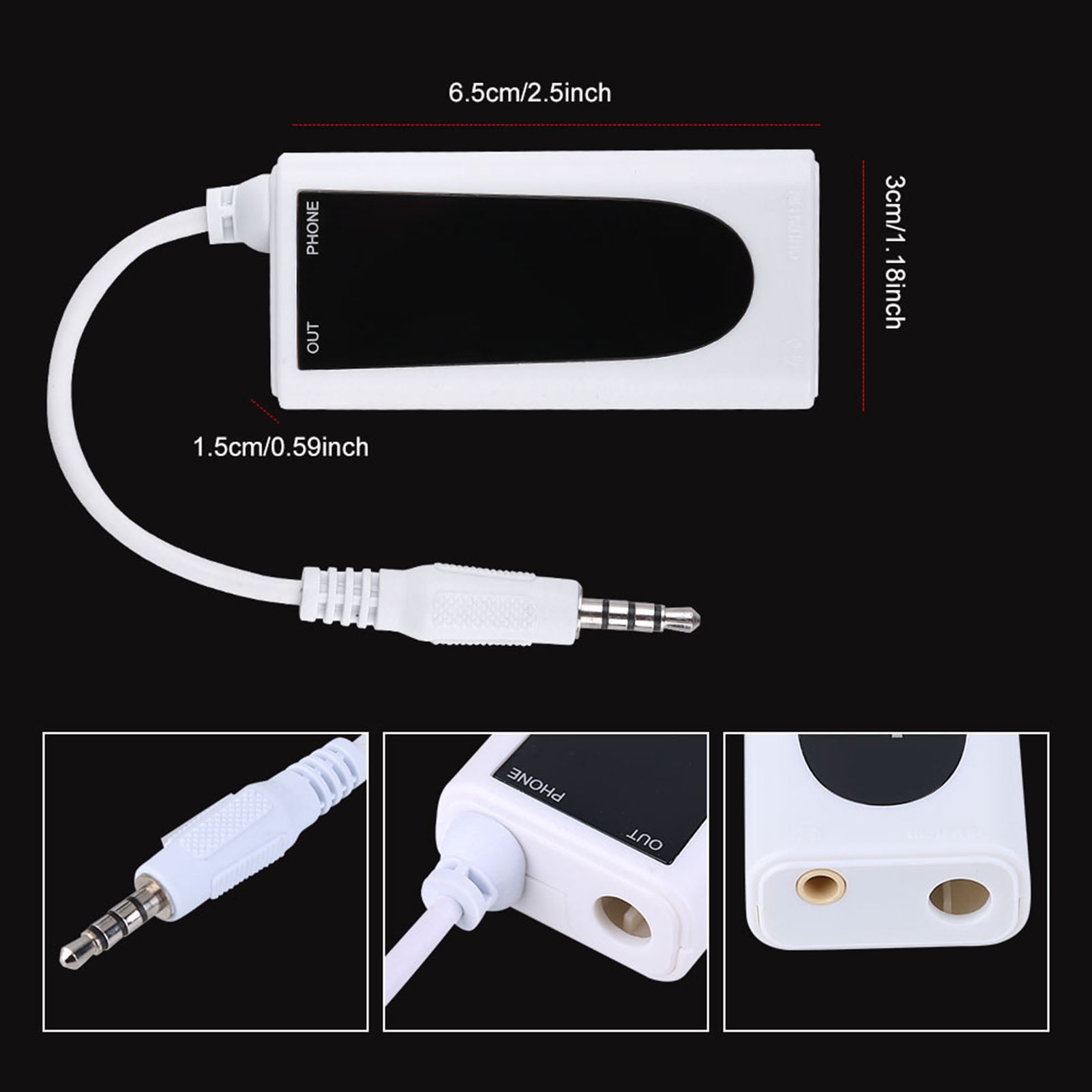 Electric Guitar Connector, 6.35mm Input 3.5mm Output Electric Guitar To