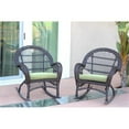 thumbnail image 2 of Jeco Wicker Rocker Chair in Espresso with Green Cushion (Set of 2), 2 of 2