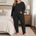 thumbnail image 2 of Plus Size Women's Thermal Underwear Set,2 Piece Crew Neck Top and Long Pant,Basic Warm Winter Loungewear Sleepwear, 2 of 6