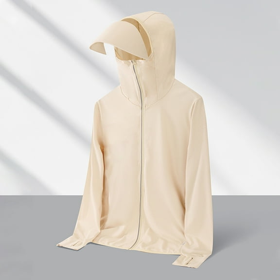 Men's UPF 50 Sun Protection Jacket Full Zip Long Sleeve Light Cooling Hoodie Hiking Fishing UV Shirts